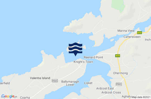 Carte des horaires des marées pour Valentia Harbour, Ireland