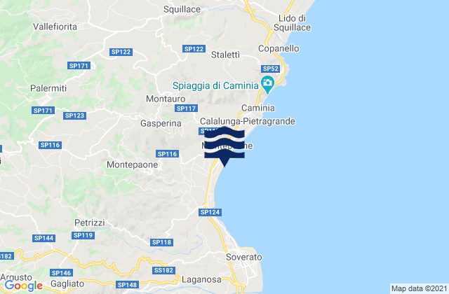 Carte des horaires des marées pour Vallefiorita, Italy