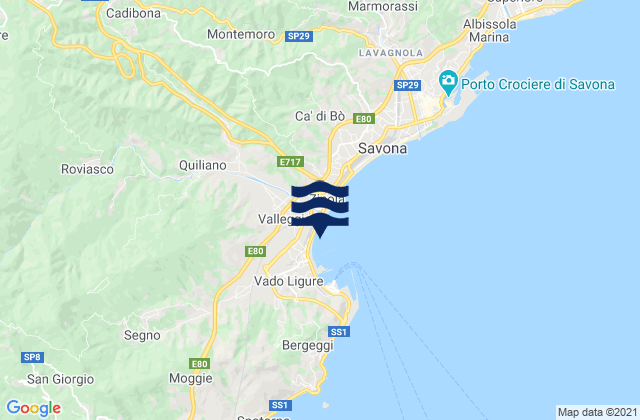 Carte des horaires des marées pour Valleggia, Italy