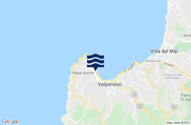 Carte des horaires des marées pour Valparaíso, Chile