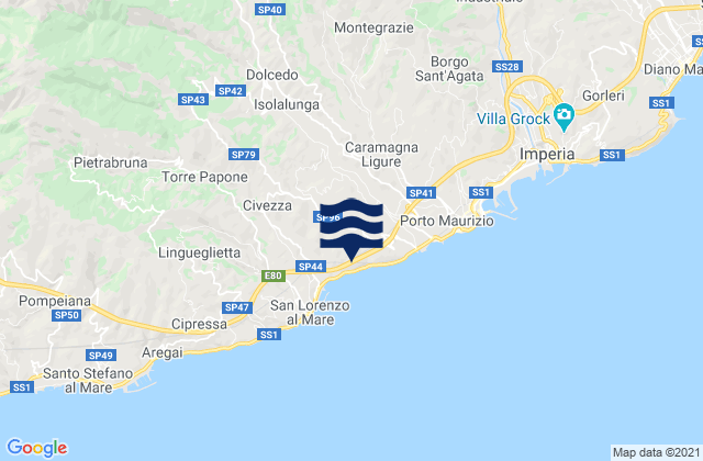 Carte des horaires des marées pour Vasia, Italy