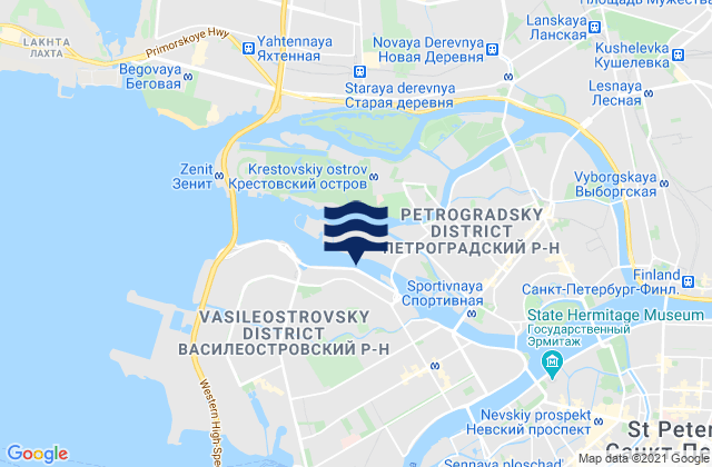 Carte des horaires des marées pour Vasyl'evsky Ostrov, Russia