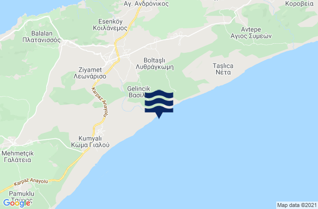 Carte des horaires des marées pour Vasíli, Cyprus