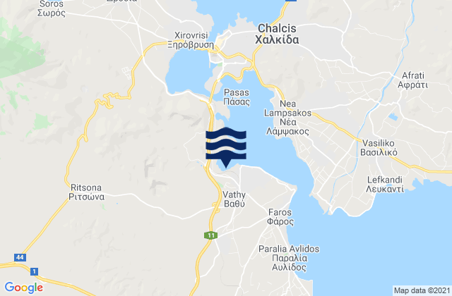 Carte des horaires des marées pour Vathí, Greece