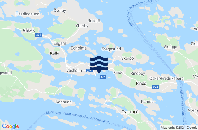 Carte des horaires des marées pour Vaxholm, Sweden