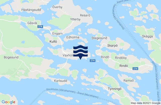 Carte des horaires des marées pour Vaxholms Kommun, Sweden