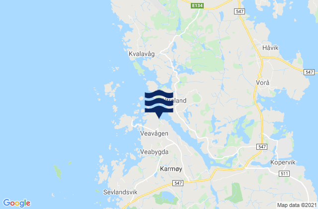 Carte des horaires des marées pour Vedavågen, Norway