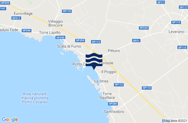 Carte des horaires des marées pour Veglie, Italy