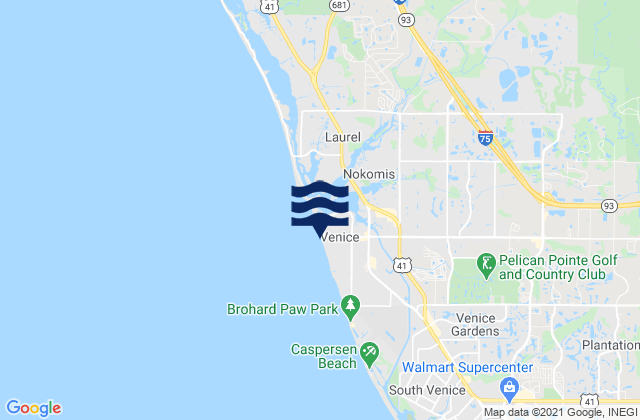 Carte des horaires des marées pour Venice Beach, United States