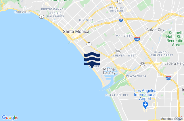 Carte des horaires des marées pour Venice City Beach, United States