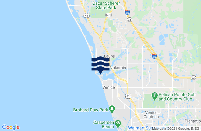 Carte des horaires des marées pour Venice Inlet (Inside), United States