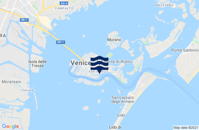 Carte des horaires des marées pour Venice, Italy