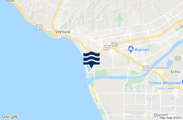 Carte des horaires des marées pour Ventura Overhead, United States