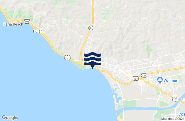 Carte des horaires des marées pour Ventura, United States