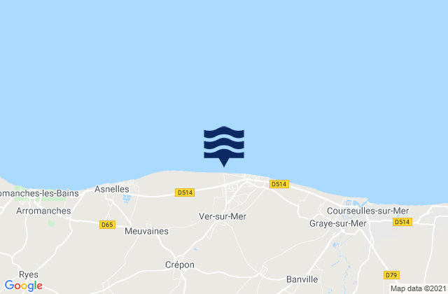 Carte des horaires des marées pour Ver-sur-Mer, France