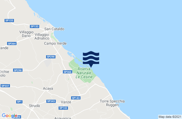 Carte des horaires des marées pour Vernole, Italy