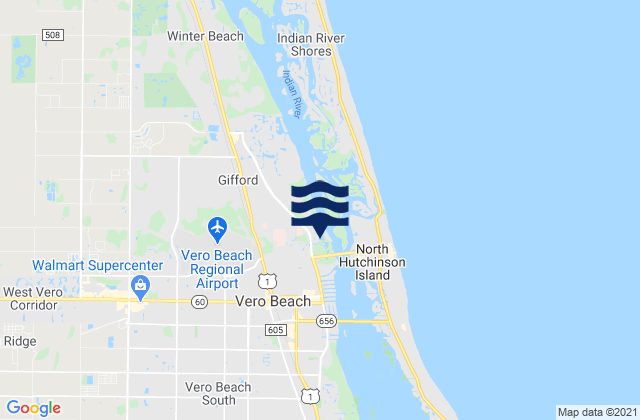 Carte des horaires des marées pour Vero Beach Pier, United States