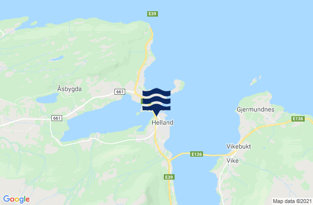 Carte des horaires des marées pour Vestnes, Norway