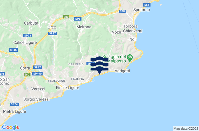 Carte des horaires des marées pour Vezzi Portio, Italy