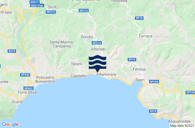 Carte des horaires des marées pour Vibonati, Italy