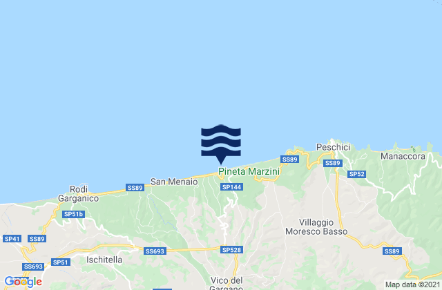 Carte des horaires des marées pour Vico del Gargano, Italy