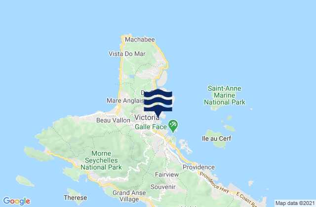 Carte des horaires des marées pour Victoria, Seychelles
