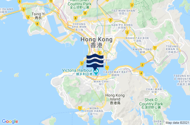 Carte des horaires des marées pour Victoria Harbour, Hong Kong