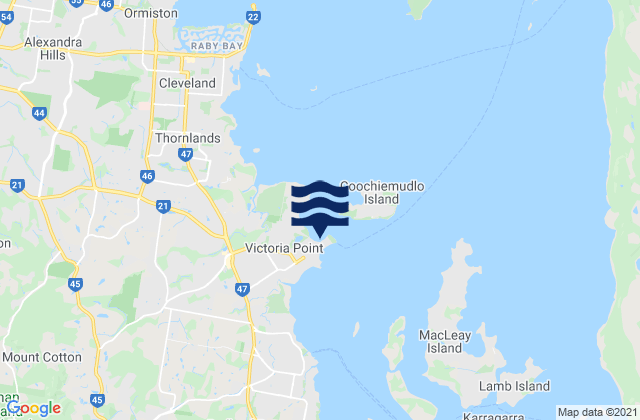 Carte des horaires des marées pour Victoria Point, Australia