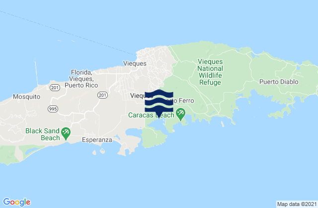 Carte des horaires des marées pour Vieques Municipality, Puerto Rico