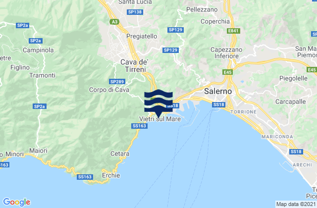 Carte des horaires des marées pour Vietri sul Mare, Italy