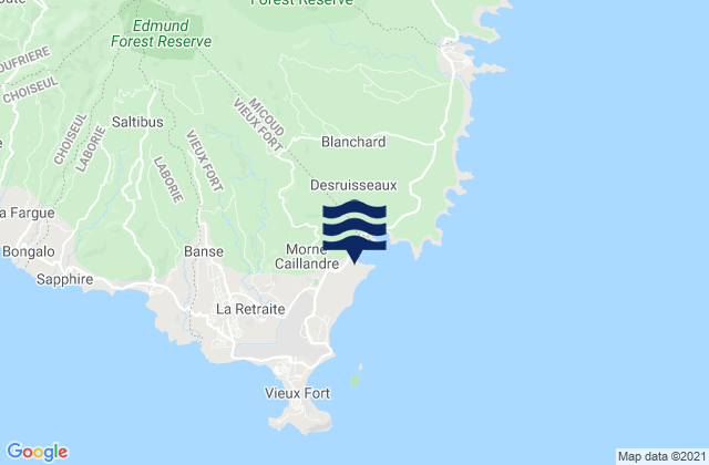 Carte des horaires des marées pour Vieux-Fort, Saint Lucia