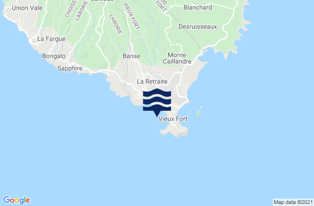 Carte des horaires des marées pour Vieux Fort Bay (Saint Lucia), Martinique