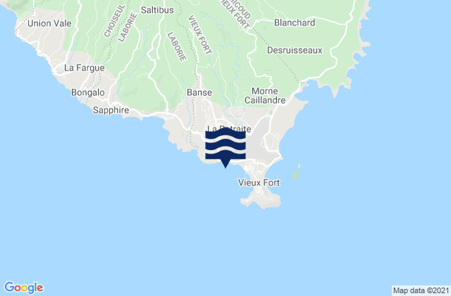 Carte des horaires des marées pour Vieux Fort Bay St Lucia, Martinique