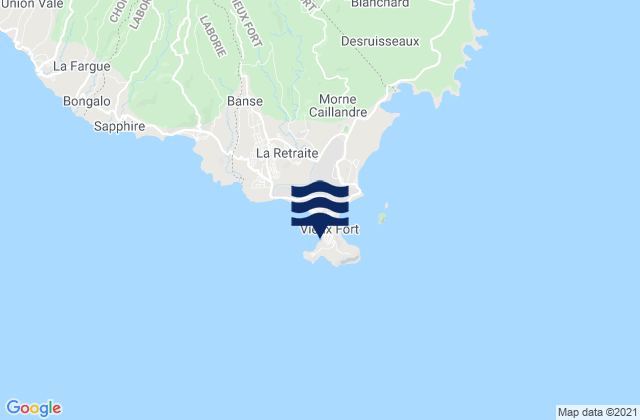 Carte des horaires des marées pour Vieux Fort, Saint Lucia