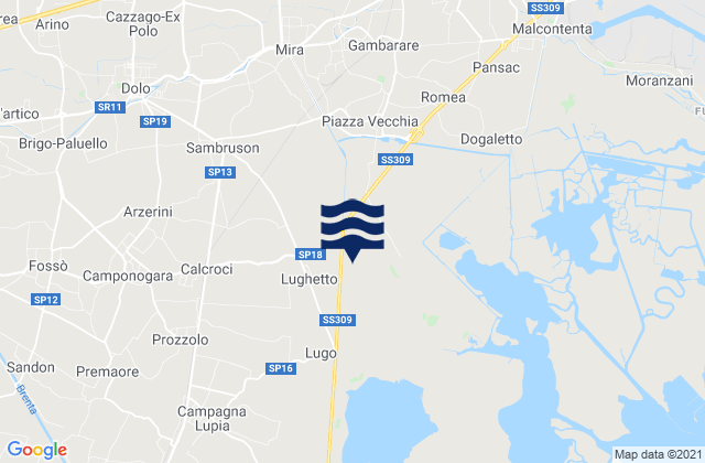 Carte des horaires des marées pour Vigonovo, Italy