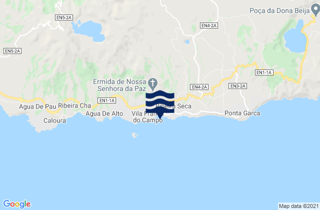 Carte des horaires des marées pour Vila Franca do Campo, Portugal