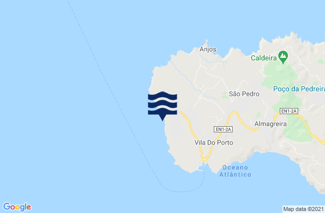 Carte des horaires des marées pour Vila do Porto, Portugal