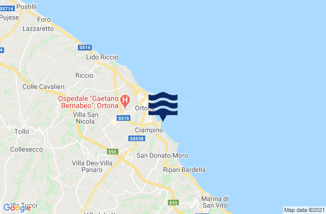 Carte des horaires des marées pour Villa Caldari, Italy