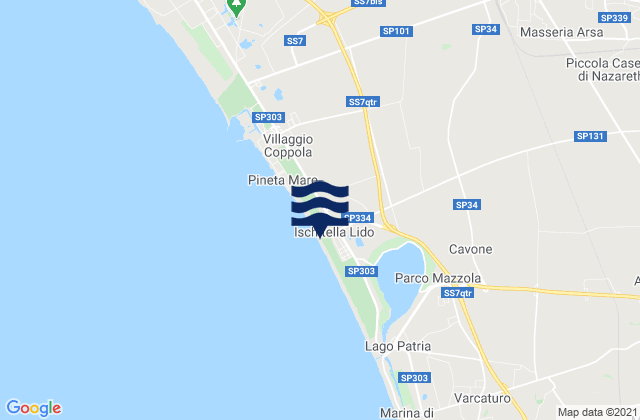 Carte des horaires des marées pour Villa Literno, Italy