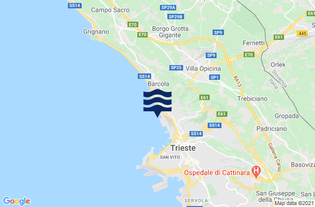 Carte des horaires des marées pour Villa Opicina, Italy