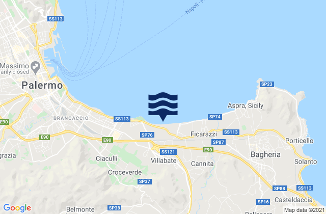 Carte des horaires des marées pour Villabate, Italy