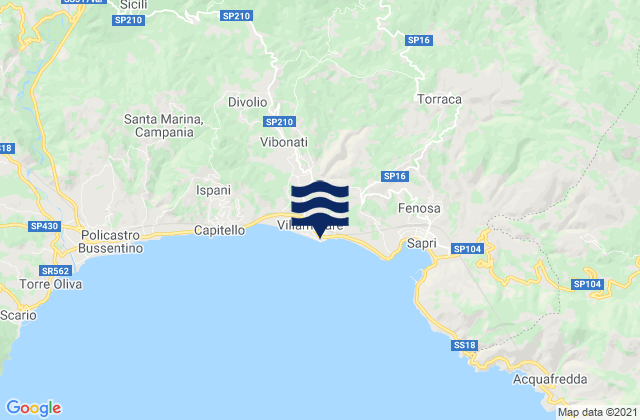 Carte des horaires des marées pour Villammare, Italy