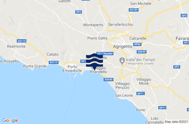 Carte des horaires des marées pour Villaseta, Italy