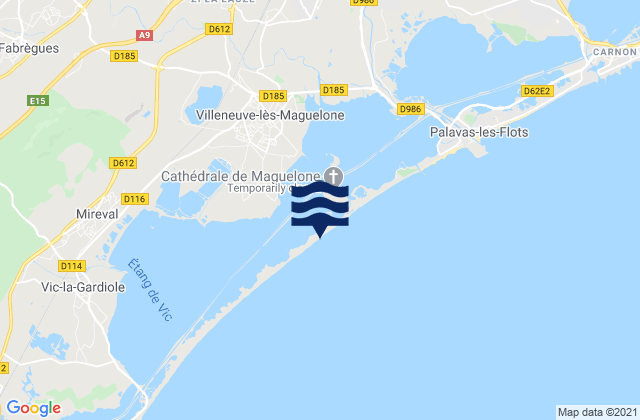 Carte des horaires des marées pour Villeneuve-lès-Maguelone, France