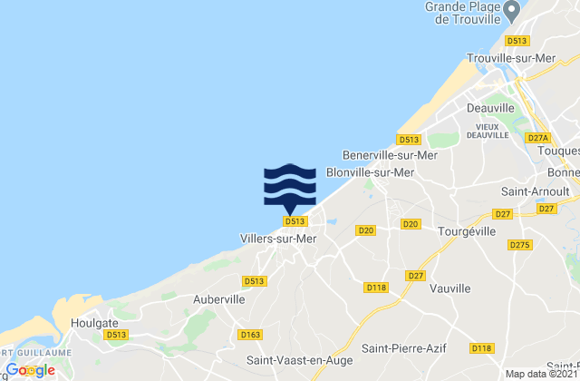 Carte des horaires des marées pour Villers-sur-Mer, France