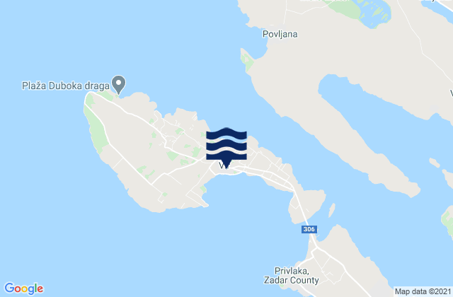 Carte des horaires des marées pour Vir, Croatia