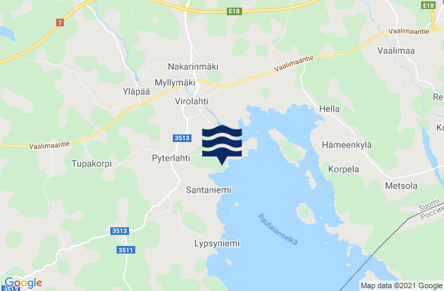 Carte des horaires des marées pour Virojoki, Finland