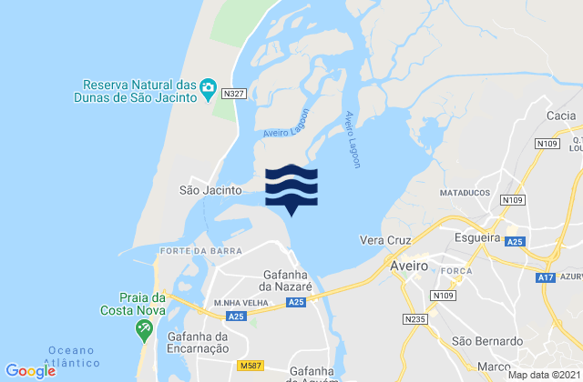 Carte des horaires des marées pour Vista Alegre, Portugal