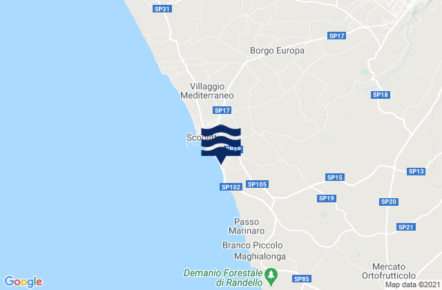 Carte des horaires des marées pour Vittoria, Italy