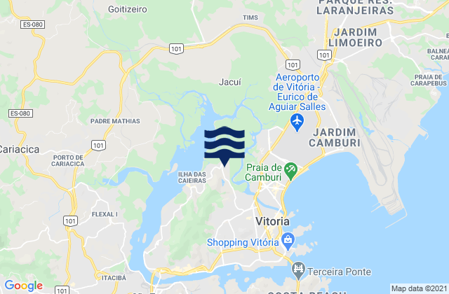 Carte des horaires des marées pour Vitória, Brazil